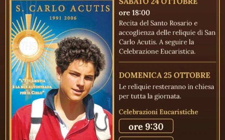 A Santa Lucia del Mela la reliquia di San Carlo Acutis