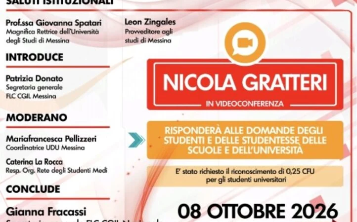 Messina: Legalità, cittadinanza attiva e conoscenza: i giovani custodi della democrazia; incontro con il procuratore Nicola Gratteri